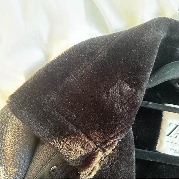 Zara faux fur leather jacket size XS - Picture 9 of 11